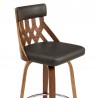  Crux 26" Swivel Counter Stool in Brown Faux Leather and Walnut Wood 06