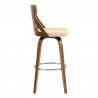 Crux 26" Swivel Bar Stool in Cream Faux Leather and Walnut Wood 006