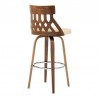 Crux 26" Swivel Bar Stool in Cream Faux Leather and Walnut Wood 003