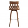 Crux 26" Swivel Bar Stool in Cream Faux Leather and Walnut Wood 004