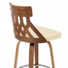 Crux 26" Swivel Bar Stool in Cream Faux Leather and Walnut Wood 005