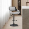 Armen Living Colby Adjustable Gray Faux Leather and Black Finish Bar Stool