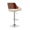 Colby Adjustable Cream Faux Leather and Chrome Finish Bar Stool 005
