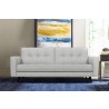 Armen Living Daeson 86" Mid-Century Modern Gray Genuine Leather Square Arm Sofa