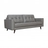 Armen Living Daeson 86" Mid-Century Modern Dark Gray Genuine Leather Square Arm Sofa Side