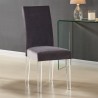 Dalia Modern and Contemporary Dining Chair in Grey Velvet with Acrylic Legs 