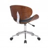 Armen Living Daphne Modern Office Chair In Chrome Finish With Gray/Black Faux Leather And Walnut Veneer Back 06