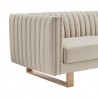 Armen Living Delilah 86" Beige Velvet Square Arm Sofa with Gold Legs Half
