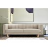 Armen Living Delilah 86" Beige Velvet Square Arm Sofa with Gold Legs