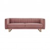 Armen Living Delilah 86" Blush Velvet Square Arm Sofa with Gold Legs Front