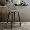 Armen Living Dani 26" Gray Velvet Barstool in Black Brushed Wood Finish - Armen Living Dani 26" Gray Velvet Barstool in Black Brushed Wood Finish
