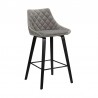 Armen Living Dani 26" Gray Velvet Barstool in Black Brushed Wood Finish Side