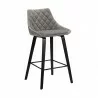 Armen Living Dani 26" Gray Velvet Barstool in Black Brushed Wood Finish Side - Armen Living Dani 26" Gray Velvet Barstool in Black Brushed Wood Finish Side