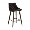 Armen Living Dani 26" Brown Faux Leather Barstool in Walnut Glazed Finish Side