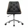 Armen Living Diamond Mid-Century Office Chair In Chrome finish With Tufted Black Faux Leather And Walnut Veneer Back 02 - Armen Living Diamond Mid-Century Office Chair In Chrome finish With Tufted Black Faux Leather And Walnut Veneer Back 02