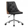 Armen Living Diamond Mid-Century Office Chair In Chrome finish With Tufted Black Faux Leather And Walnut Veneer Back 01