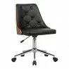Armen Living Diamond Mid-Century Office Chair In Chrome finish With Tufted Black Faux Leather And Walnut Veneer Back 01 - Armen Living Diamond Mid-Century Office Chair In Chrome finish With Tufted Black Faux Leather And Walnut Veneer Back 01
