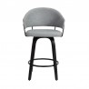 Armen Living Doral 26" Dark Gray Faux Leather Barstool in Black Powder Coated Finish and Black Brushed Wood Front