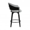 Armen Living Doral 26" Dark Gray Faux Leather Barstool in Black Powder Coated Finish and Black Brushed Wood Side