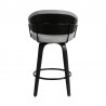 Armen Living Doral 26" Dark Gray Faux Leather Barstool in Black Powder Coated Finish and Black Brushed Wood Back