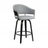Armen Living Doral 26" Dark Gray Faux Leather Barstool in Black Powder Coated Finish and Black Brushed Wood Front Angle