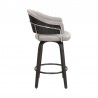 Armen Living Doral 26" Light Gray Velvet Barstool in Black Powder Coated Finish with Chrome and Black Brushed Wood Side