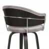 Armen Living Doral 26" Light Gray Velvet Barstool in Black Powder Coated Finish with Chrome and Black Brushed Wood