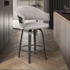 Armen Living Doral 26" Light Gray Velvet Barstool in Black Powder Coated Finish with Chrome and Black Brushed Wood