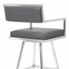 Dylan 26" Counter Height Barstool in Brushed Stainless Steel and Vintage Grey Faux Leather - Back Angled Close-Up