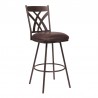 Armen Living Dover 26" Counter Height Barstool in Auburn Bay and Brown Faux Leather