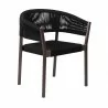Doris Indoor Outdoor Dining Chair in Dark Eucalyptus Wood with Black Rope - Set of 2 4 - Doris Indoor Outdoor Dining Chair in Dark Eucalyptus Wood with Black Rope - Set of 2 4