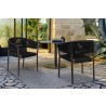 Doris Indoor Outdoor Dining Chair in Dark Eucalyptus Wood with Black Rope - Set of 2