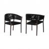 Doris Indoor Outdoor Dining Chair in Dark Eucalyptus Wood with Black Rope - Set of 2 2