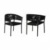 Doris Indoor Outdoor Dining Chair in Dark Eucalyptus Wood with Black Rope - Set of 2 2 - Doris Indoor Outdoor Dining Chair in Dark Eucalyptus Wood with Black Rope - Set of 2 2