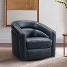 Armen Living Desi Contemporary Swivel Accent Chair in Black Genuine Leather