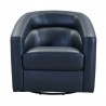 Desi Contemporary Swivel Accent Chair in Black Genuine Leather - Front