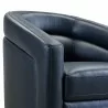 Desi Contemporary Swivel Accent Chair in Black Genuine Leather - Angled Close-Up - Desi Contemporary Swivel Accent Chair in Black Genuine Leather - Angled Close-Up