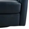 Desi Contemporary Swivel Accent Chair in Black Genuine Leather - Arm Side Close-Up - Desi Contemporary Swivel Accent Chair in Black Genuine Leather - Arm Side Close-Up