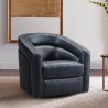 Desi Contemporary Swivel Accent Chair in Black Genuine Leather - Lifestyle
