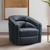 Desi Contemporary Swivel Accent Chair in Black Genuine Leather - Lifestyle - Desi Contemporary Swivel Accent Chair in Black Genuine Leather - Lifestyle