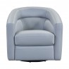 Desi Contemporary Swivel Accent Chair in Dove Grey Genuine Leather - Front