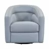 Desi Contemporary Swivel Accent Chair in Dove Grey Genuine Leather - Front - Desi Contemporary Swivel Accent Chair in Dove Grey Genuine Leather - Front