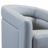 Desi Contemporary Swivel Accent Chair in Dove Grey Genuine Leather - Side Close-Up