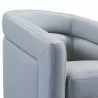Desi Contemporary Swivel Accent Chair in Dove Grey Genuine Leather - Side Close-Up - Desi Contemporary Swivel Accent Chair in Dove Grey Genuine Leather - Side Close-Up