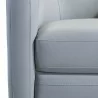 Desi Contemporary Swivel Accent Chair in Dove Grey Genuine Leather - Arm Close-Up - Desi Contemporary Swivel Accent Chair in Dove Grey Genuine Leather - Arm Close-Up