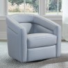 Desi Contemporary Swivel Accent Chair in Dove Grey Genuine Leather - Lifestyle