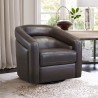 Armen Living  Desi Contemporary Swivel Accent Chair in Espresso Genuine Leather