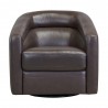 Desi Contemporary Swivel Accent Chair in Espresso Genuine Leather - Front