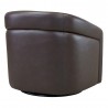 Desi Contemporary Swivel Accent Chair in Espresso Genuine Leather - Back Angle