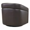 Desi Contemporary Swivel Accent Chair in Espresso Genuine Leather - Back Angle - Desi Contemporary Swivel Accent Chair in Espresso Genuine Leather - Back Angle